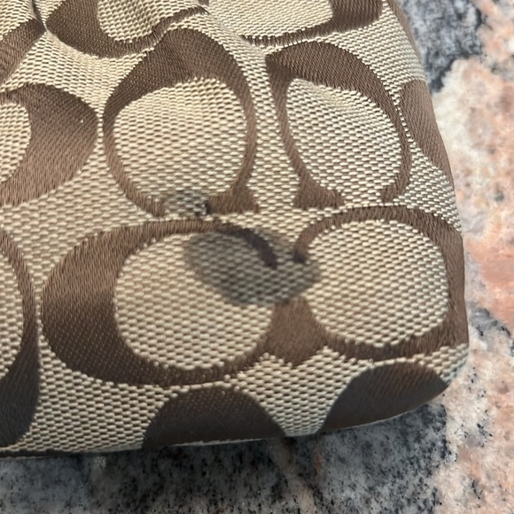 Coach Tan/Brown Signature Canvas Wristlet Clutch with Leather Trim - Picture 7 of 9